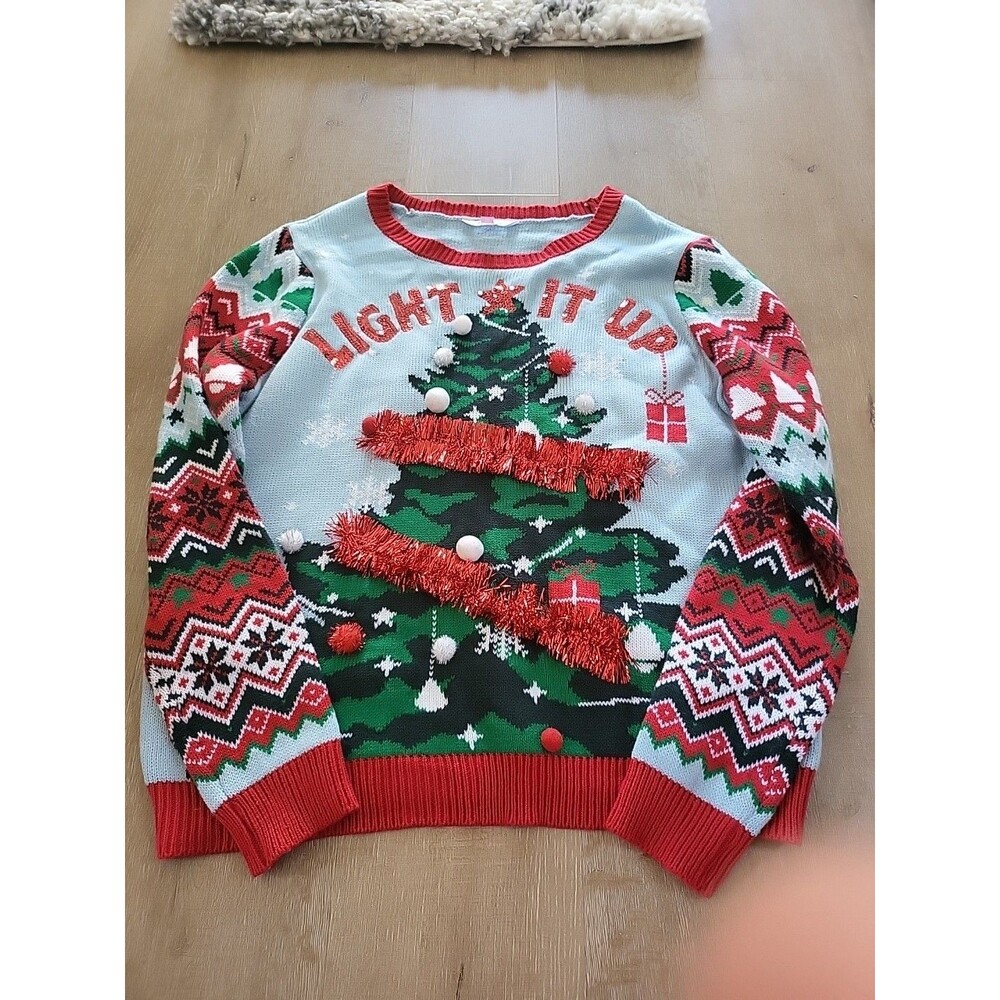 No Boundaries Light It Up Sweater Women Tacky Ugly Christmas, Size XXL 19